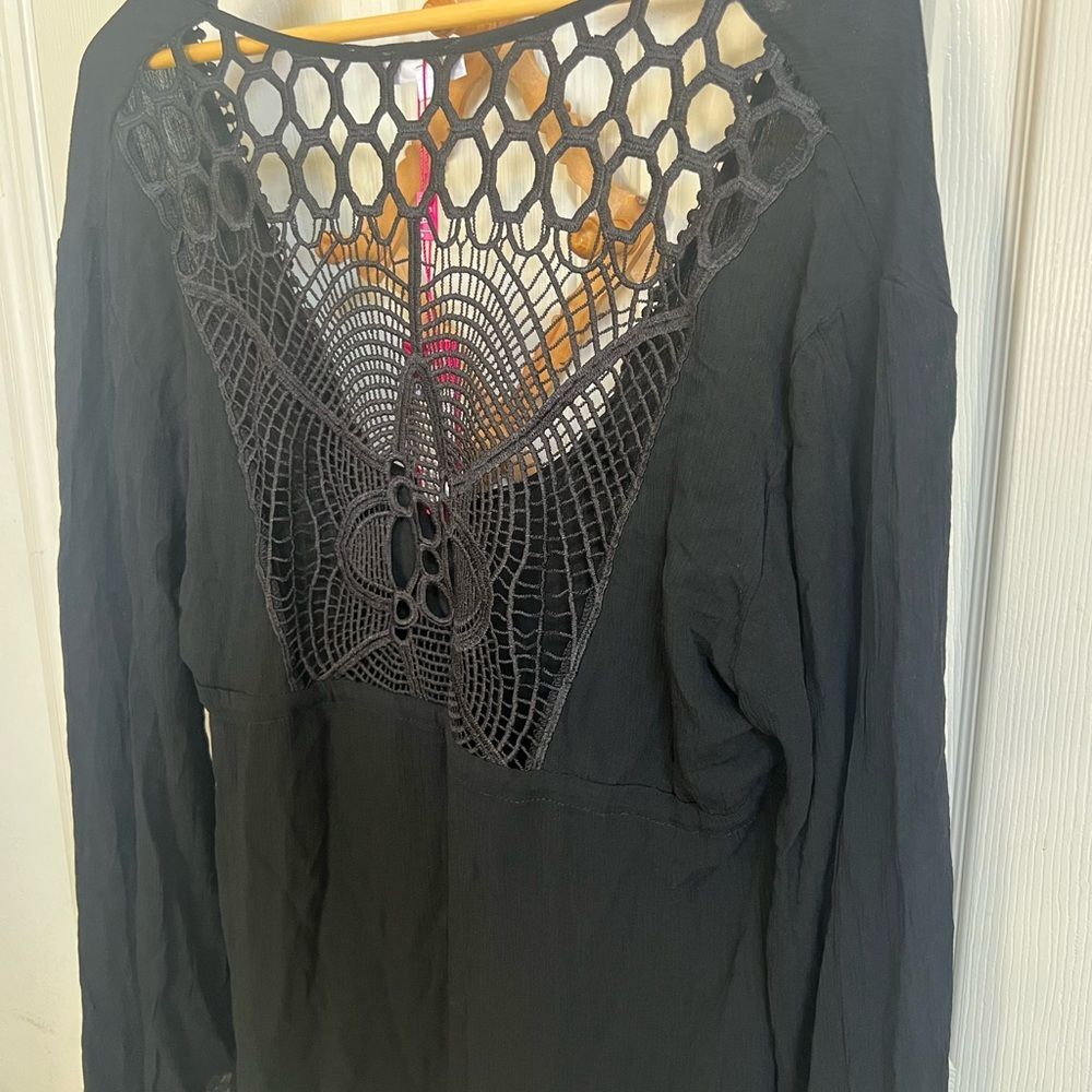 Heat Swimwear Black Crochet Back Tie Cover up XL new with tags, Resortwear, Pool - Picture 6 of 6